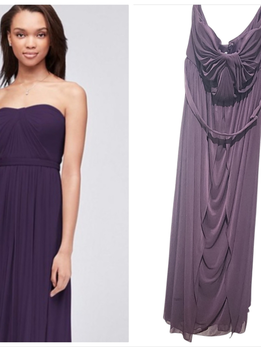 David's Bridal Versa Convertible Bridesmaid Dress Plum Purple Sleeveless Size 16